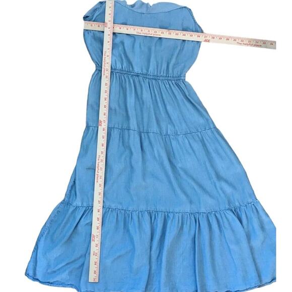 Old Navy XS Chambray Sundress Tiered Off Shoulder Strappy Coastal Cowgirl Boho - Picture 8 of 14